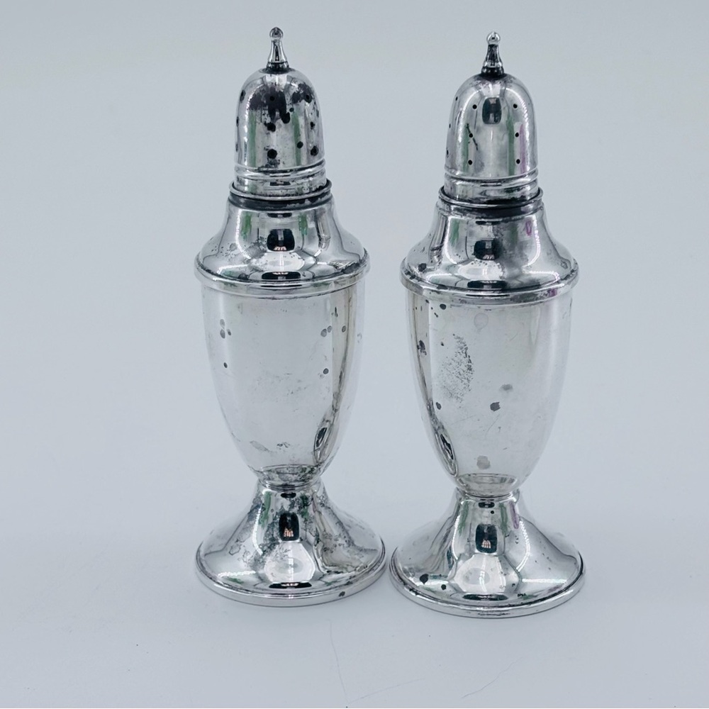 Reed & Barton Sterling Salt & Pepper Shakers Glass Lined Weighted & Reinforced
